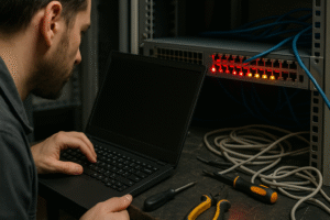 Imagem representando diagnóstico e resolução de falhas em switches