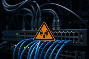 Alerta de interferência EMI em switch com cabos de rede