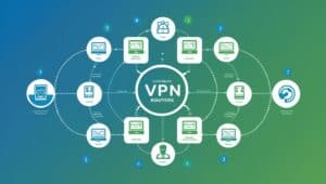 Configuração de VPN em roteador corporativo com laptop ao fundo