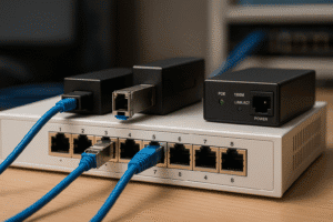 Equipamentos de rede com suporte a LLDP e LLDP-MED conectados a switch Ethernet em ambiente de data center
